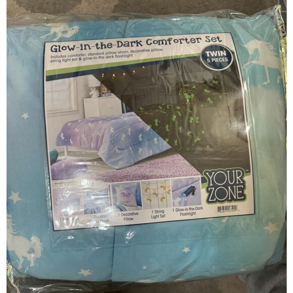 NEW WITH TAGS YOUR ZONE GLOW IN THE DARK 5 Pieces COMFORTER SET- SIZE TWIN - Picture 2 of 11
